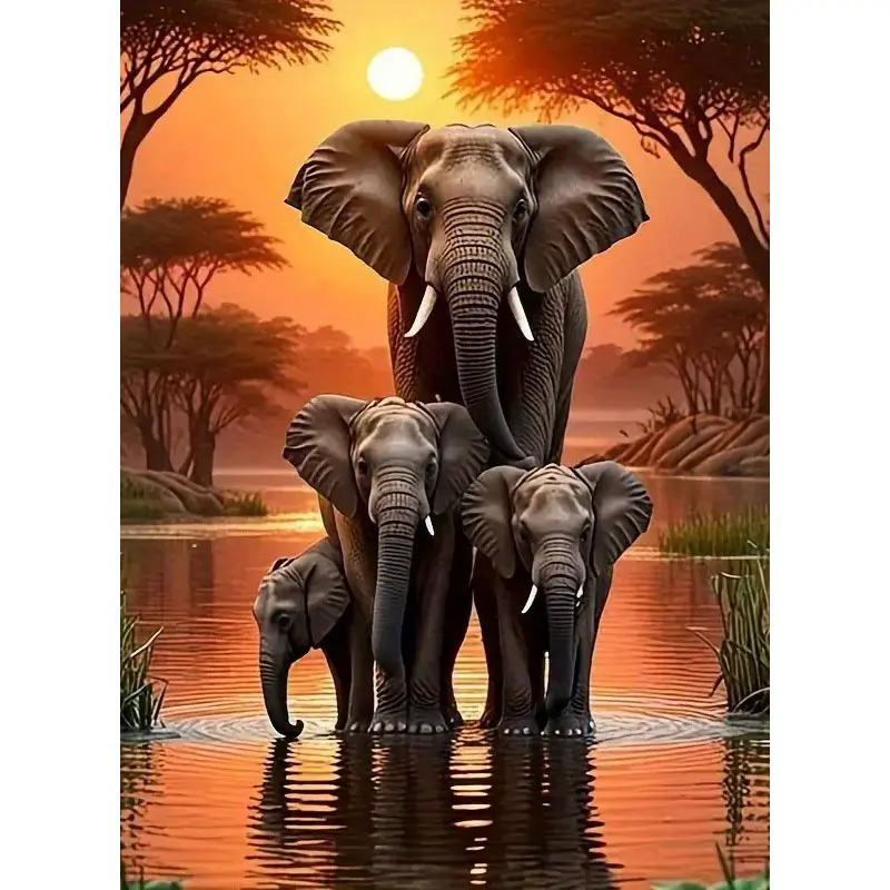 DIY 5D Diamond Painting Kit Vibrant Animals Elephant Theme Mosaic Art, Home Wall Decor Gift, 30x40cm / 11.81x15.74in Handicraft Craft Set DIY Kits
