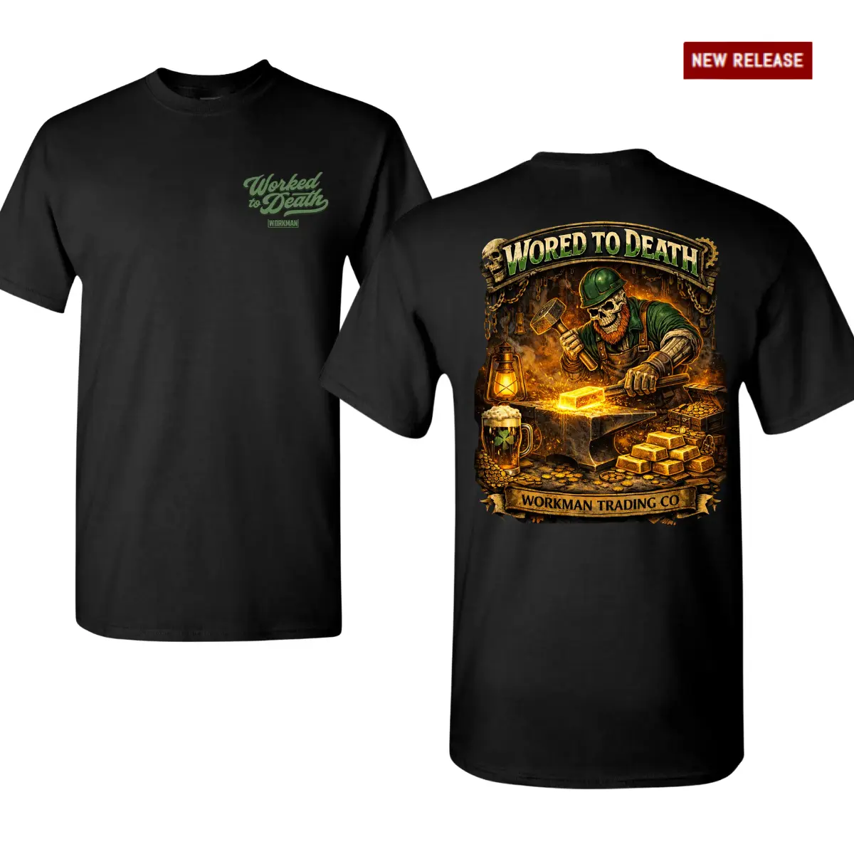 Worked To Death Blacksmith T-Shirt, Gold Forging Worker Graphic Tee, Blue Collar Blacksmith Shirt, Metalworker Forge Craft Tee