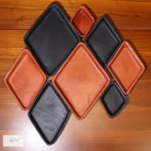 Diamond Decorative Trays, meticulously crafted by Jon B Leather.  Aesthetic Stylish Organization