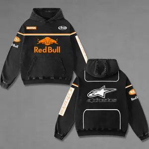 V2 Redbull x Astars Racing Washed Hoodie Vintage Motorcycle, Motor Speed Racing Sportbike Graphic Merch, Acid Washed Streetwear Clothing, Unisex Dirt Bike Racing Hoodie, Vintage Motorsport Hoodie, Speed Culture Men's Wear, Designed for Biker