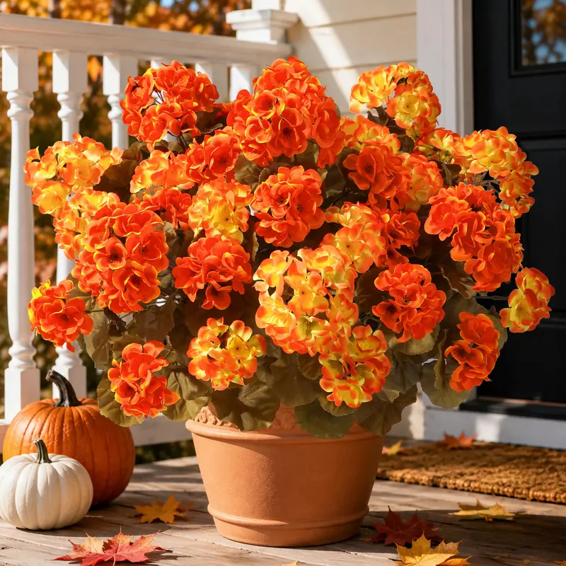 Ivydale 6-Bundle Mixed Plastic Geranium Artificial Flowers - UV-Waterproof Outdoor-Safe Decorative Artificial Plants for Hanging Planters, Wardrobe, Garage, Business, Indoor Home Decor