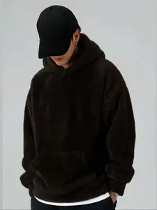 Men's Solid Color Fleece Hoodie with Kangaroo Pocket, Soft Comfortable Pullover for Fall Winter, Casual Outdoor & Home Wear, Unisex Hoodie