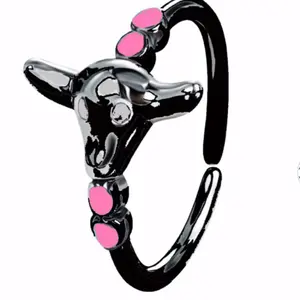 Pink Cow Ear/Nose/Lip Piercing 20 Gauge Septum Clicker Ring