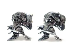 Labrador Dog with Duck Cufflinks in Stylish Black Gift Box Perfect for Gifting 1 1/8 Inch Long 7/8 Inch Tall