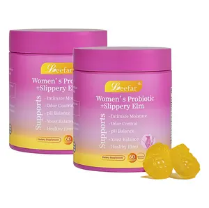 2 Botte LEEFAR Her Probiotics Gummies VR-All in One Solutionwith Slippery Elm and Prebiotics&Lactobacillus Probiotic Blendfor Women's pH Balance and Dryness -Hawaiian Pineapple Gummies