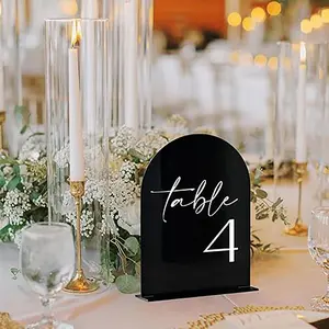 1SET Acrylic Arch Number Seat Cards for Weddings, Modern Table Decor Signage for Ceremonies and Receptions, Elegant Party Decor, Acrylic Plaque