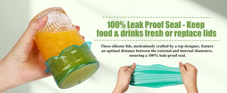 Rottogoon Silicone Stretch Lids for Food Storage Reusable Elastic Bowl Covers for Cups Jars Round & Rectangular Containers Microwave Safe Fridge Covers Multicolor Food Grade Kitchen Utensils & Accessories Kitchenware