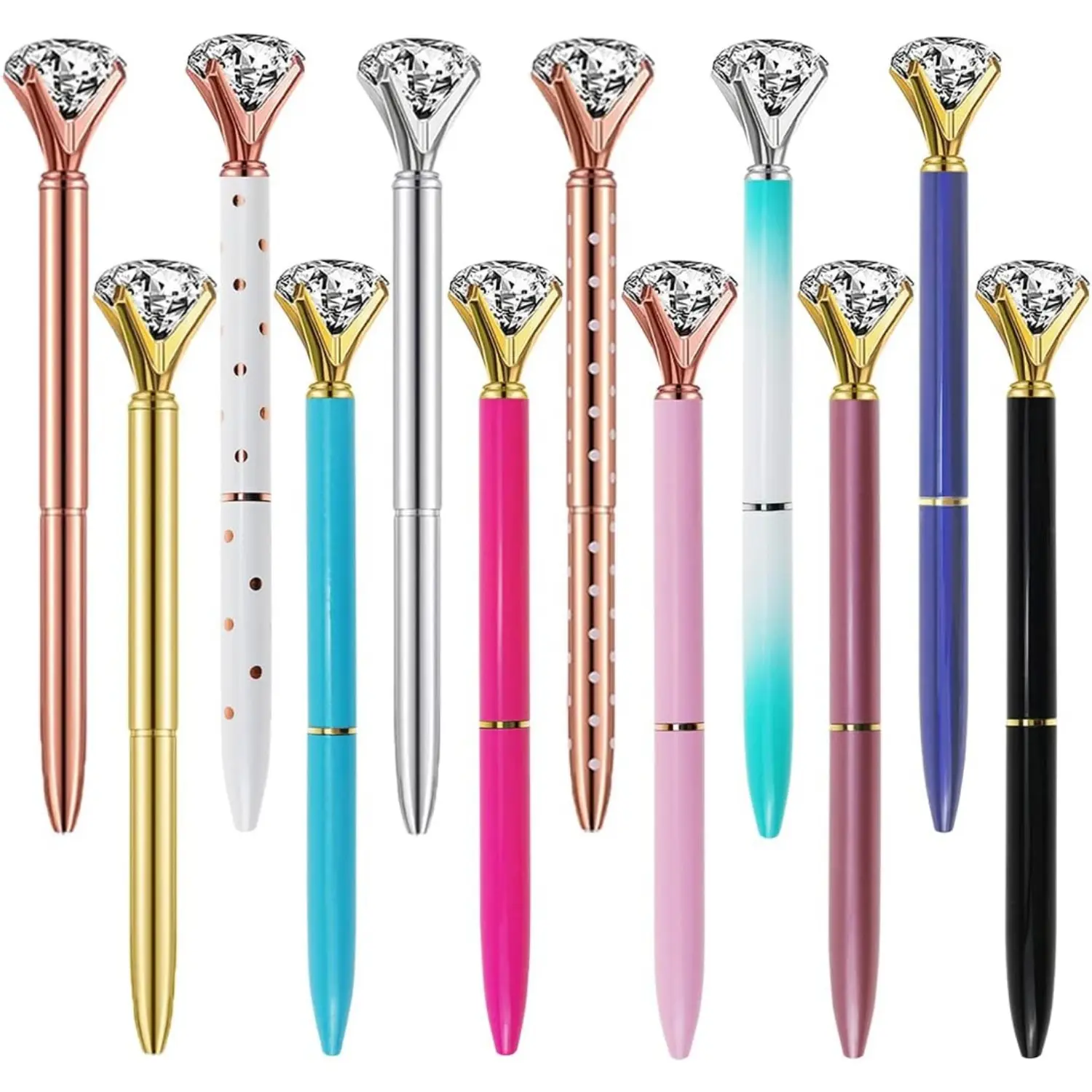 12Pcs Diamond Pens Fun Fancy Crystal Diamond Pen For Women, Bling Metal Pens, Black Ink, 12 Count(Mixed Colors) - Home Improvement.