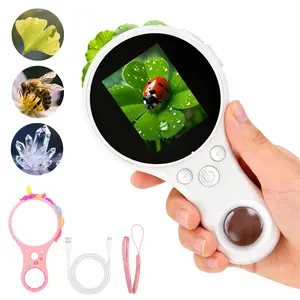 Digital Microscope Camera, Mini Pocket Handheld Camera with 2" Screen, 500X Zoom, 8LED Lights, Macro Lens, Birthday Gift for Students