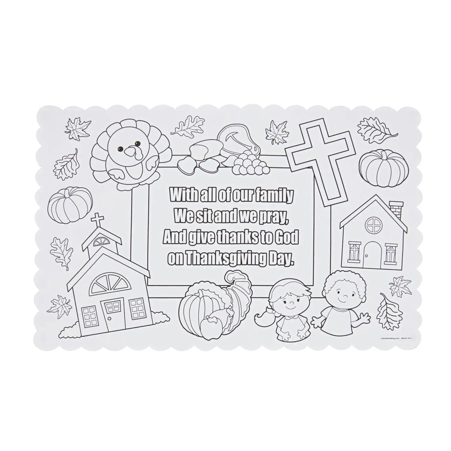 17" x 11" Religious Color Your Own Thanksgiving Prayer Placemats – 12 Pc.