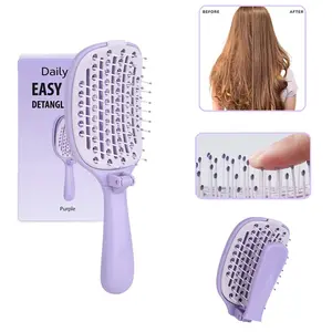 1PC Foldable Self-Cleaning Detangling Brush Gift Box, Portable Easy-Clean Vented Hair Brush, Travel-Friendly Wet & Dry Styling Comb with Compact Storage Design for Home, Travel & Daily Carry, Daily Use