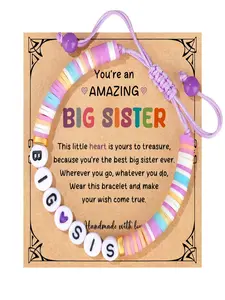 Pink and blue big sis & big bro letter beads clay bracelet, suitable for Easter gifts for grandchildren, sons and daughters on birthdays, back to school season, graduation season, cute bracelets, friendship bracelets for sisters and brothers