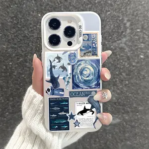 Whale Shark Pattern Shockproof Phone Case for iPhone 7 8 X XR 11 12 13 14 15 16 17 Pro Max Plus Air Protecitved Cover Affordable Trendy Unique Durable