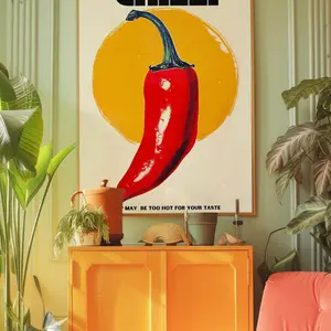 Chilli Pepper Poster: 70s Retro Kitchen Wall Art , Home Decor, Wall Art, Unframed Poster