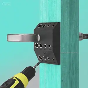 Portable Multi-Angle Drilling Jig for Wood Posts - Adjustable 30 45 90 Degree Hole Guide - 4 Sizes Template for Horizontal & Angled Drilling - Reusable Cable Railing Installation Tool - Precision Drill Guide for Lag Screws