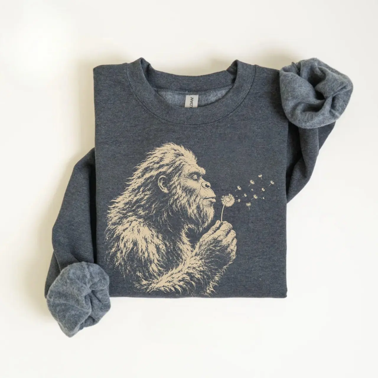Bigf00t Dandelion Sweatshirt, Vintage Sasquatch Nature Crewneck, Woodland Cryptid Graphic Pullover, Outdoor Adventure Sweatshirt, Bigfoot Lover Gift, Pullover