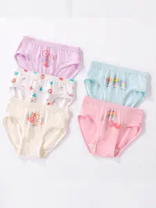 5-Pack Floral Printed Girls Underwear Soft Modal Assorted Boxer Briefs for Kid Hipster Panties for Toddler Cute Breathable Child's Undies Infant Birthday Gift