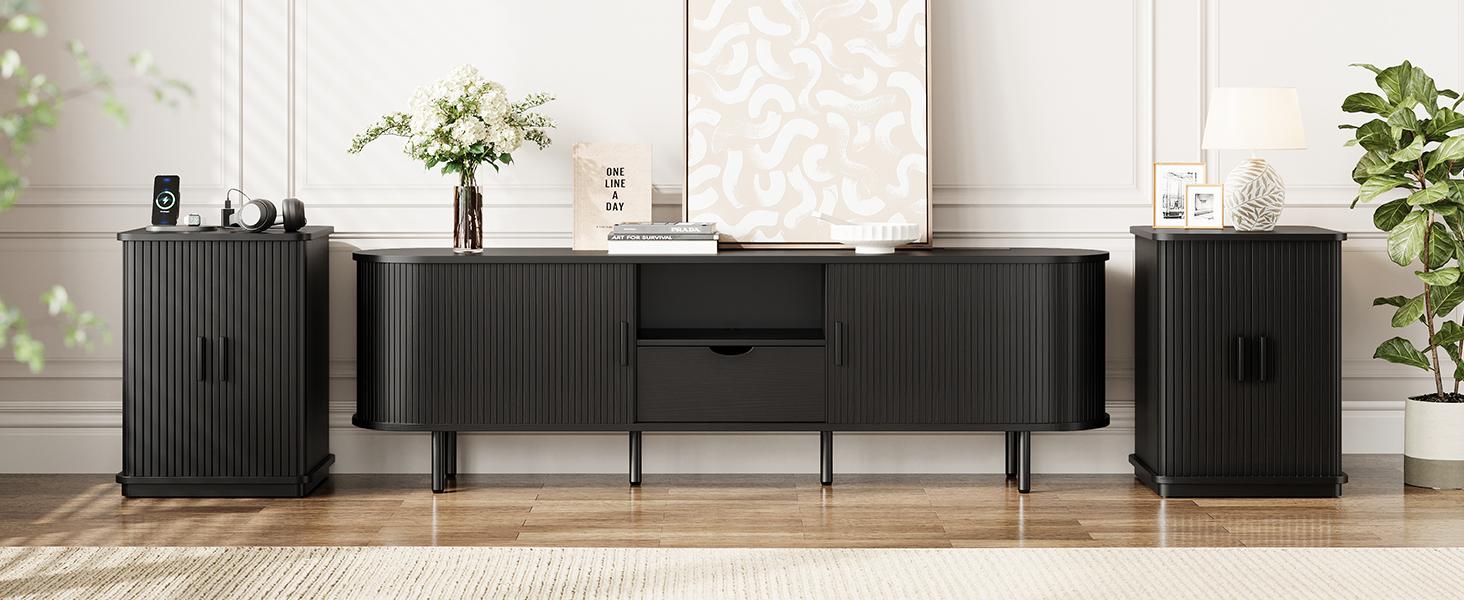【Sliding Door Design】ONBRILL Square End Table with Storage & Charging Station, Fluted Accent Side Table with Sliding Door & Sturdy Pedestal, Mid-Century Modern Nightstand for Small Space, Living Room Furniture,dorm essentials,home decor 【Sliding Door Design】ONBRILL Square End Table with Storage & Charging Station, Fluted Accent Side Table with Sliding Door & Sturdy Pedestal, Mid-Century Modern Nightstand for Small Space, Living Room Furniture,dorm essentials,home decor