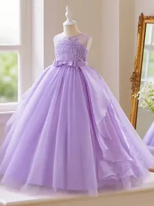 unique design of the girls' long skirt is suitable for girls' birthday parties piano concerts important performances and wedding flower girls