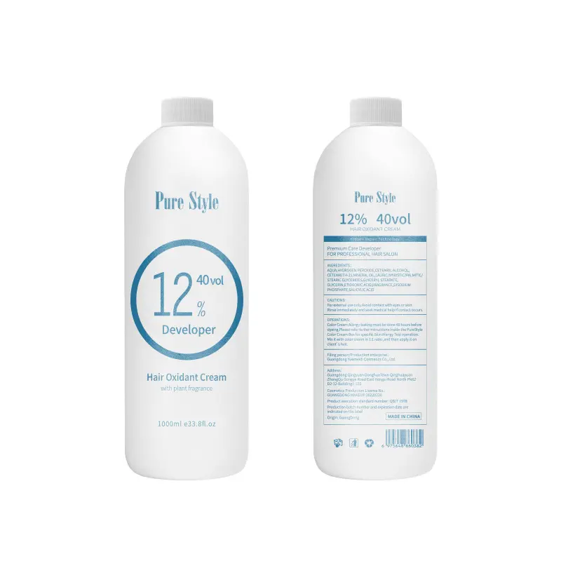 PureStyle 12% (40 Vol) HairDeveloper Cream, Professional Salon Grade HairOxidant Cream with Plant Fragrance, Premium HairDeveloper for Permanent Hair Dye & Bleach, 1000ml (33.8 fl oz)