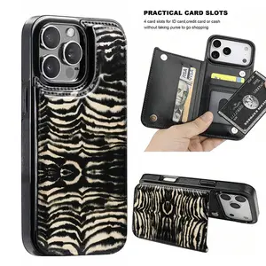 Trendy and fashionable creative leopard print anti-drop leather card holder phone case,for iPhone 17 Pro Max Phone Case 17 Air 16 15 Plus 14 13 12 , Samsung Galaxy S25 ULTRA FE Plus S22 S23 FE S24 Plus