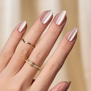 Beetles Motion Glow Cat Eye Press On Nails, Short Almond Press On Nails Kit, 32pcs 16 Sizes, Girls Stick On Nails with Adhesive Tabs & Fast-Dry Nail Glue, Salon-Ready Gift for Women