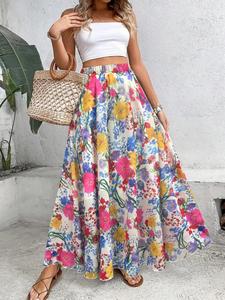 women's floral print a line skirt, boho fashion casual skirt for daily holiday vacation wear, ladies bottoms for all seasons, skirts for women, womenswear, bohemian, boho earthy girl clothes, going out bottoms, clothes for women, elegant fashion skirt