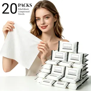 Extra Large Thick Compressed Towel Tablets, Portable Disposable Face Towels, Individually Wrapped Tablets, Expands with Water, Soft & Lint-Free, 9.5 x 11.8 Inch, Travel Size (20/40/60/80/100 Counts)