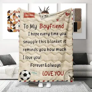 Love Letter Blanket, Football Boyfriend Theme, Perfect Gift for Dog Lovers, Ultra-Soft Flannel, Suitable for Sofa, Bed, Office, Travel