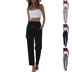 Women’s Regular Fit Drawstring Sweatpants 95% Polyester 5% Spandex Ice Silk Blend Fabric |150+ GSM|, Lightweight & Breathable, Instantly Cools by 5°C, Summer Wear, Clearance Price, Women’s Loose Cargo Pants