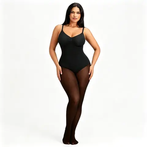 SHAPELLX Sheer-Panel with Fleece Lined Tights Stay-Warm Tummy Control Sheer Effect Tights Bodysuit Creator  Sales