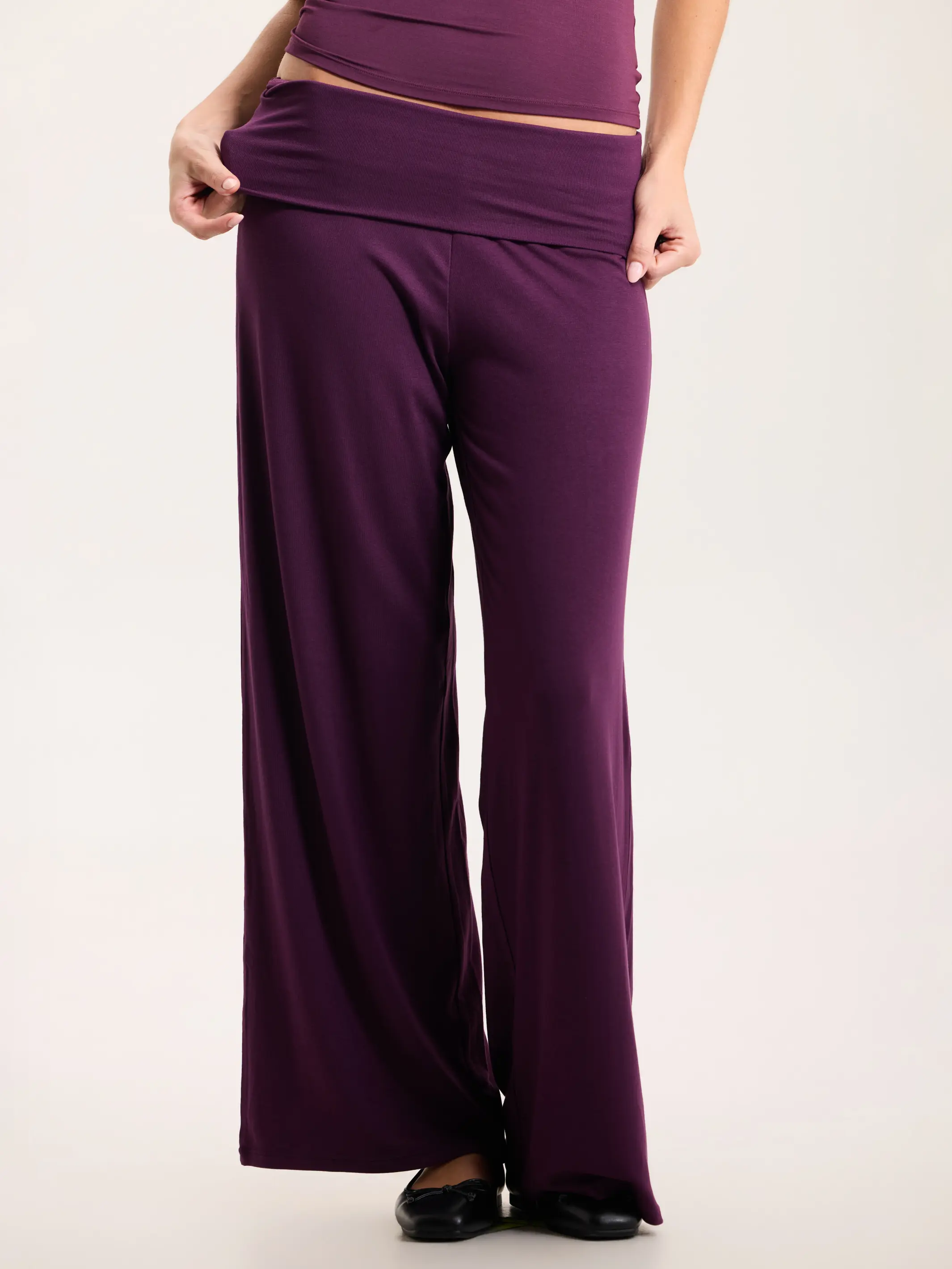 Fold Over Wide Leg Pants