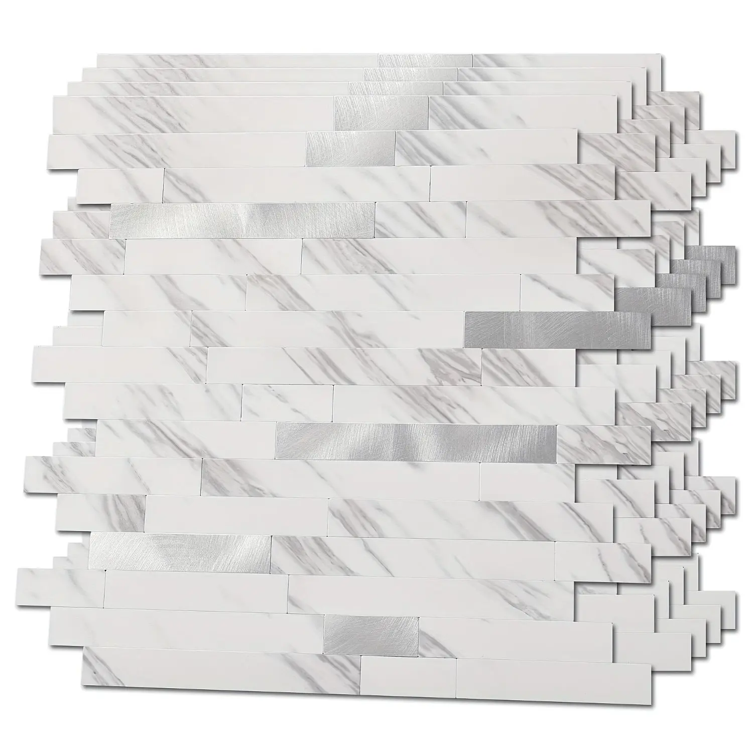 10-Sheet Pack (Suitable for Kitchen, Bathroom, Fireplace) Peel and Stick Marble Wall Panels & Floor Tiles - Waterproof Suitable for Wood, Removable Wallpaper, Install, Seamless Joint, Low-Maintenance