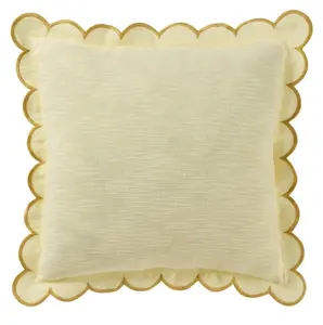 19in x 19 in Yellow Scallop Flange Cotton-Rich Decorate Pillow