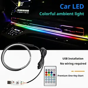 Acrylic LED Lights for Car 43.3in RGB Strip Light with USB Port App Control Music Sync 146 LEDs Interior Car Lights for Women Men Gifts