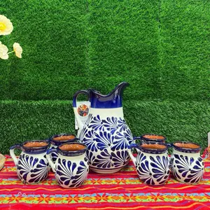 Relieve Pitcher Color Cobalto Set Mug.