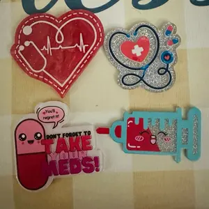 Flat Backs for Badge Reels on Live - Medical Theme with Heartbeat, Stethoscope, and Pill Designs - Perfect for Nurses and Healthcare Professionals