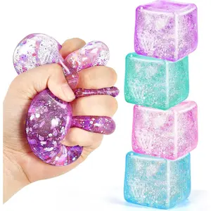 Squishy Fidget Toys for Kids & Adults: 4 Pack Cube Sensory Squeeze Toy-Large Size 2.16'', Stress Anxiety Relief Balls, Gifts for Girls Boys Teens Party Favors, Toys for Ages 3 6 7 8 12 Years Old