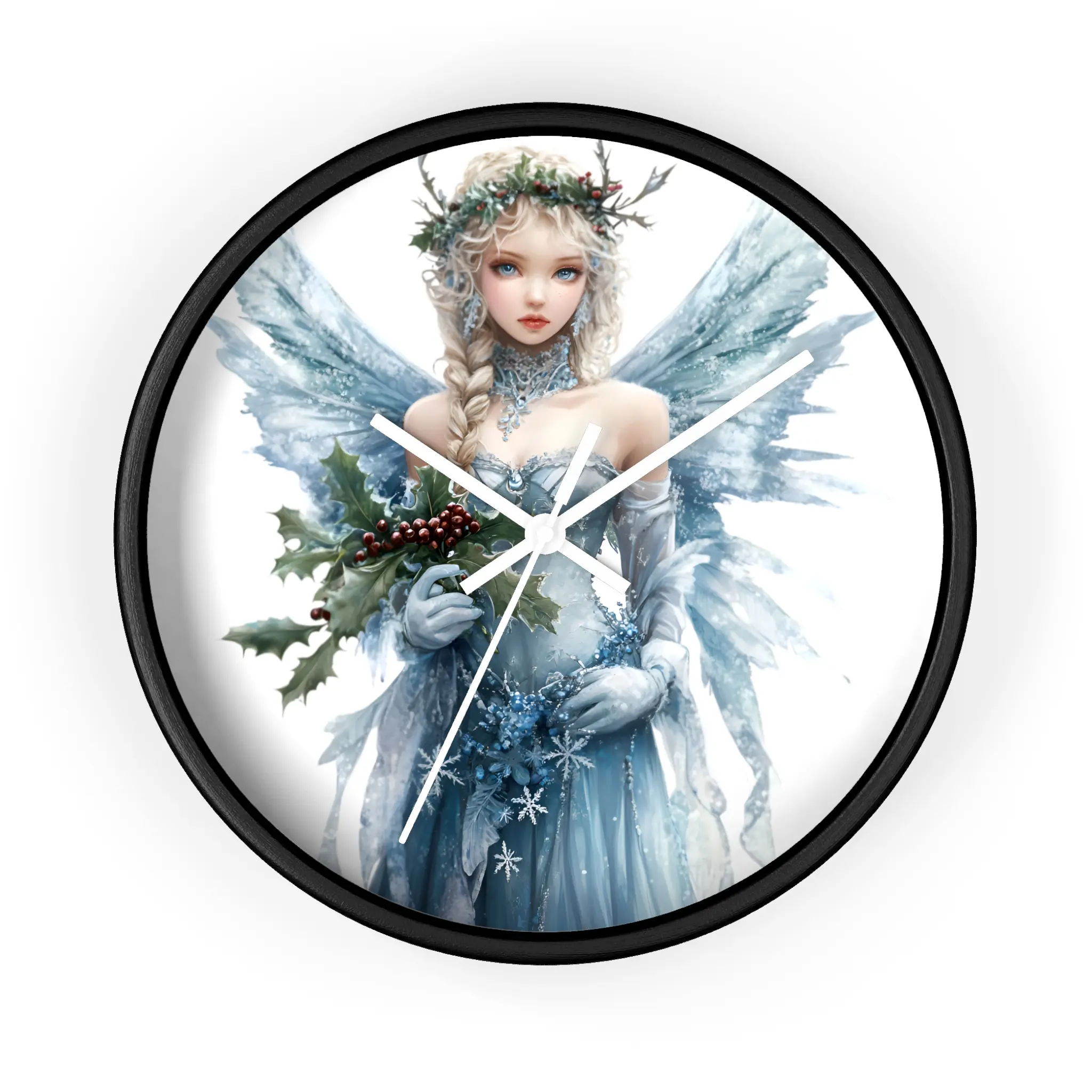 Enchanting Winter Fairy Wall Clock, Elegant Home Decor for Holidays, Unique Gift for Christmas, Winter Decorations, Whimsical Timepiece