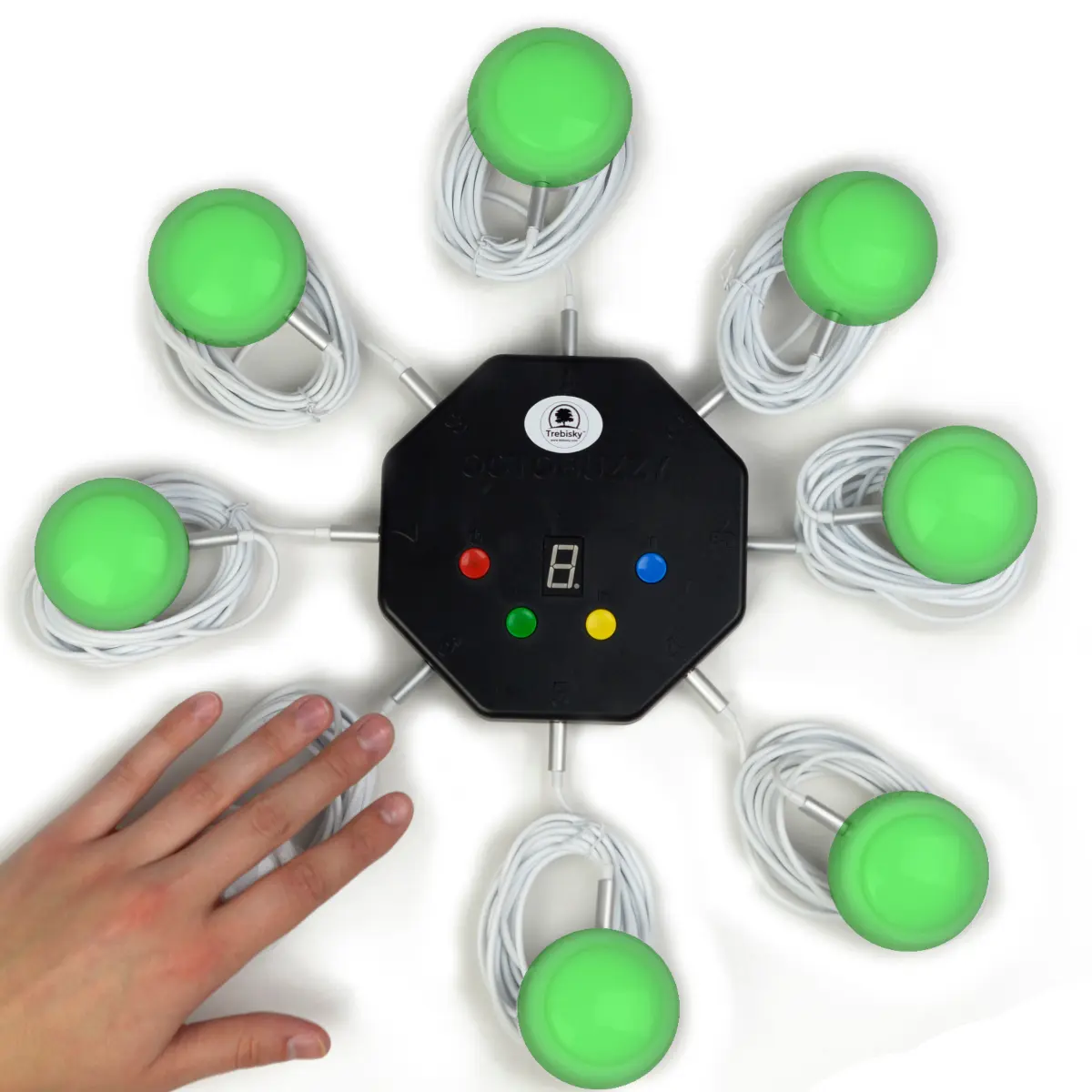 Trebisky Buzzer for Game Show, Educational and Classroom Quiz, Family Games Night, Jeopardy Trivia, Set of 8 LED Answer Buzzers, System w/ 3ft Cables, Back to School