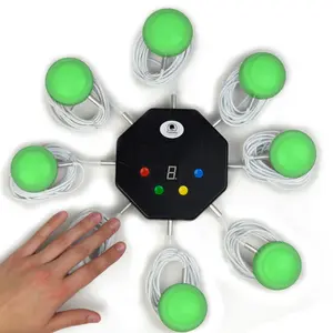 Trebisky Buzzer for Game Show, Educational and Classroom Quiz, Family Games Night, Jeopardy Trivia, Set of 8 LED Answer Buzzers, System w/ 3ft Cables, Back to School
