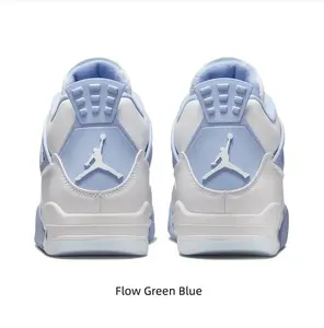White Leather and Light Blue Mesh Mid-Top Basketball Sneaker with TPU Accents
