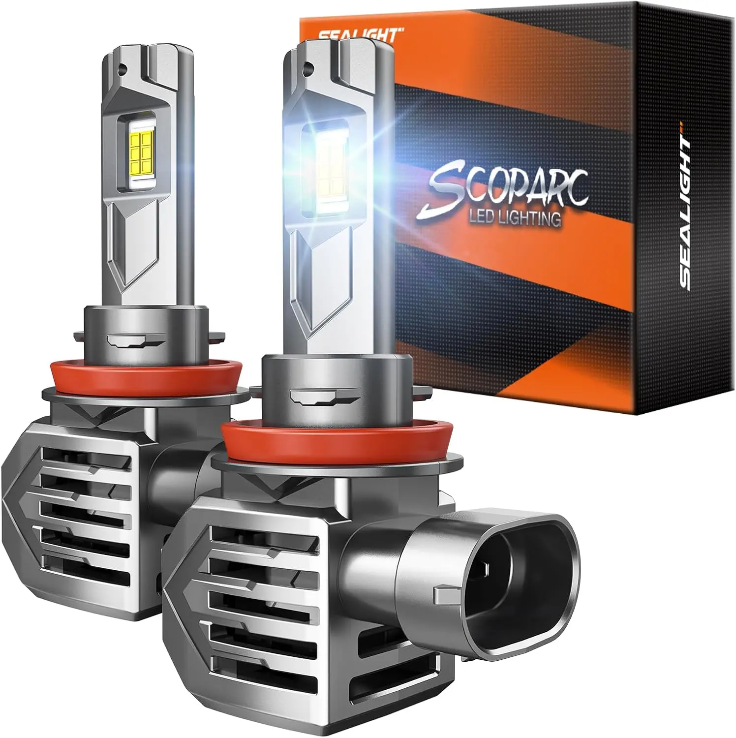 SEALIGHT S7S H9/H8/H11 LED Fog Lamps 60000LM 6500K Cool White 3Mins Easy Install IP68 Waterproof 2 Pack
