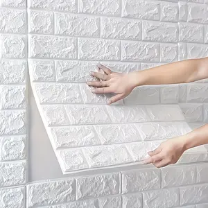 20pcs 3D Wall Stickers, 35cm X 35cm Self-Adhesive Foam Wallpaper, Waterproof and Easy to Clean, Ideal for Bedroom, Living Room, Kitchen