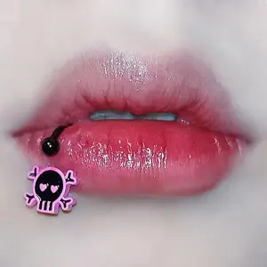Skull Black Pink Lip Ring Lip Stud Piercing Jewelry Sweet Cool Babes C Ring Horseshoe Ring Earbone Stud Niche