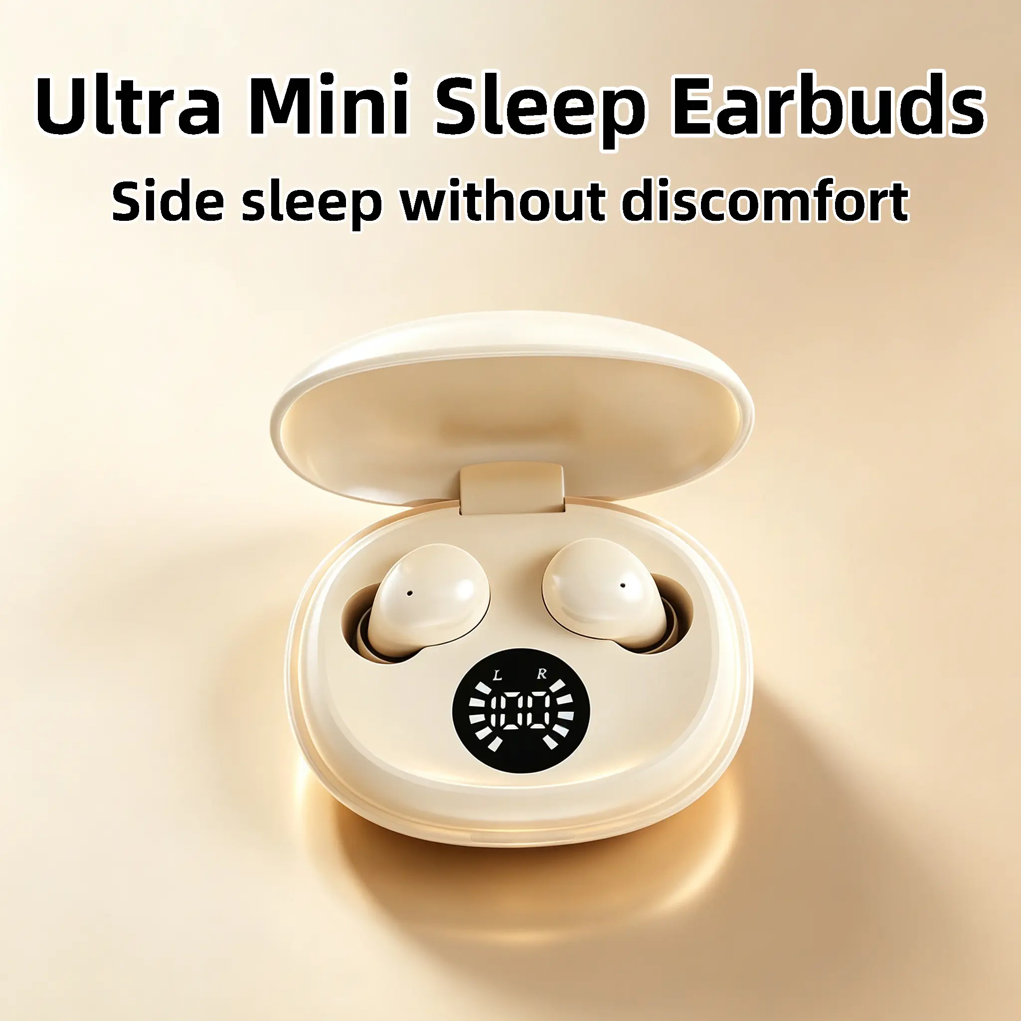 Ultra Mini Hidden Wireless Sleep Earbuds - In-ear Plastic Headphone with Charging Support, No Ear Compression for Side Sleeping, Noise Cancellation, Immersive 3D Surround Stereo Sound & Delicate Audio Detail Restoration (Compatible with Phones), Device, P
