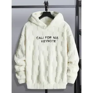 American California Style Plush Hoodie, Soft Fleece Material, Casual Wear for Men & Women, Perfect for Fall & Winter