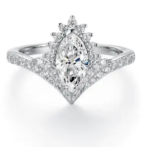 [TW] " Marquise Crown "1 Carat 1ct Marquise Crown 925 Sterling Silver Synthetic Moissanite Ring Perfect Gift For  Engagement Wedding Party Gift Birthday Gift For Women (JR8872,JR8875,JR8877)