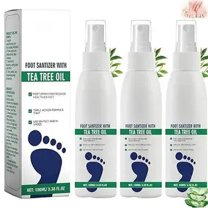(3 bottles)Tea Tree Oil Foot Spray - Plantar Moisturizing Deodorant for Odor Control & Dry Feet Care, Natural Foot Sanitizer with Antifungal Properties,Ximonth Clear Foot Sanitizer Spray,for Foot & Shoe Freshness