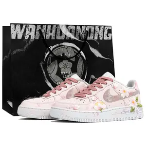 Nike Air Force 1 Low-Top Sneakers with Embroidered Floral Patches for Men and Women in Pink Trending Shoes, House White Official Shoes to Get / Maison Mihara